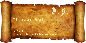 Milovan Joel névjegykártya